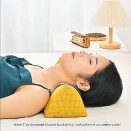 ZHIWEIKJ Buckwheat Pillow, Organic Buckwheat Pillow Neck Roll Pillow Cervical Lumbar Support Pillow Round Therapeutic Bolster Pillow for Stomach Sleepers Spine and Back Pain Buckwheat Hulls Filling