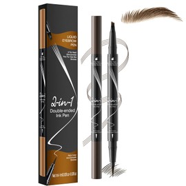 Eyebrow Pencil Dark Brown, Eyebrow Pen Smudgeproof, Precise Eye Brow Pen With Micro-4 Fork Tip, Brow Pencil Long Lasting, Eye Brow Pencil