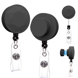 2 Pack Magnetic Badge Holder Reel with Strong Magnet Back - Retractable ID Card Clip for Nurses, Teachers, Office Professionals (Black)