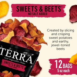 Terra Vegetable Chips, Sweets & Beets, No Salt Added, 5 oz. (Pack of 12)