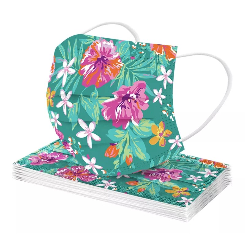 Mascarilla Con Estampado De Flores Para Protección Desechabl