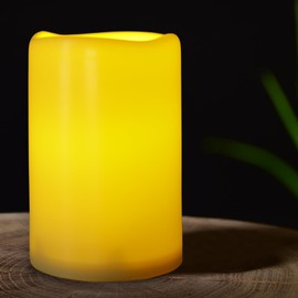 7LinRay 6" x 9" Extra Large Flameless Candle Outdoor Candle with Auto 6 Hour Timer, Battery Operated Waterproof LED Pillar Candle for Lantern, Front Porch, Ivory Plastic, Long Last for 6 Month