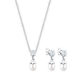 Perlu 0904682413_45 Jewellery Set - Silver and Zirconium Oxide