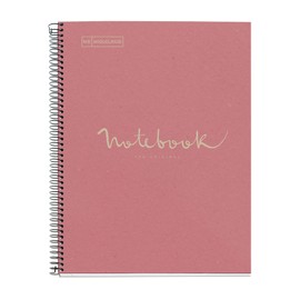 Miquelrius - Notebook Emotions Notebook 100% Recycled 1 Strip A4 80 Sheets with Horizontal Lines 7mm Paper 80g 4 Holes Cardboard Cover Pink