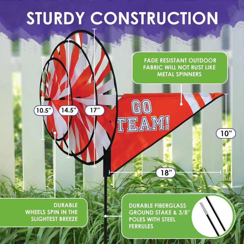 Premier Kites Triple Spinner Orange – Eye-Catching Garden Spinner with