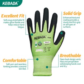 Kebada Kids Gardening Gloves Bulk Pack,Stretchy Toddler Garden Gloves,Grip Kids Work Gloves for 3-9 Years Old,Green Yellow Pink