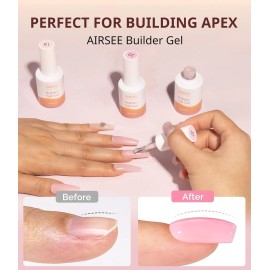 AIRSEE Builder Nail Gel,Milky White Builder Base Gel for Nails Thickening,Ape