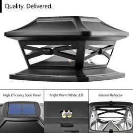 Davinci Lighting Flexfit Solar Outdoor Post Cap Lights - Includes Bases for 4x4 5x5 6x6 Wooden Posts - Bright LED Light - Slate Black (12 Pack)