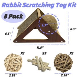 Niwaes Rabbit Scratching Pad Cardboard, Natural Sisal Bunny Scratch Ball 2-in-1 Rabbits Enrichment Toys Pet Scratcher Interactive Toy for Indoor Bunnies Ferrets Chinchillas Small Animals