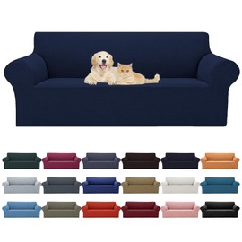 Cupuamon 2026 New Stretch Oversized Sofa Slipcovers Couch Sofa Cover for 4 Seater Furniture Protector Covers with Elastic Bottom Jacquard Fabric Small Checks for Pets, Kids - Navy