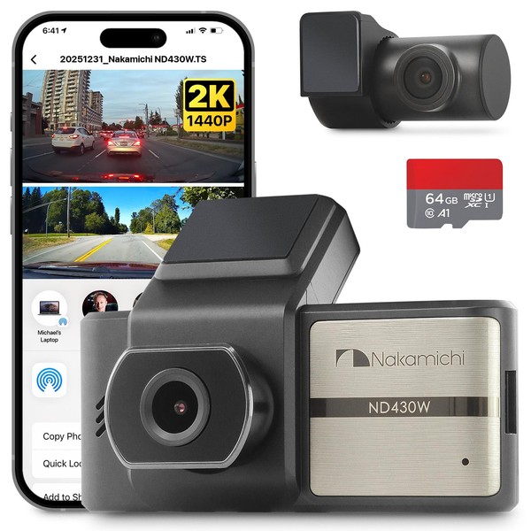 Nakamichi ND430W 2K Quad HD Dash Cam Front and Rear
