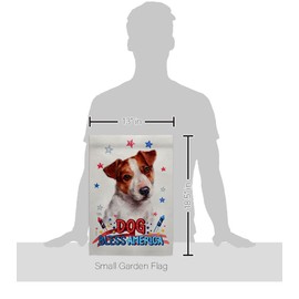 Breeze Decor Patriotic Jack Russell Terrier Garden Flag-Set Wood Dowel Dog Puppy Spoiled Paw Canine Fur Pet Nature Farm Animal Creature House Banner Small Yard Gift Double-Sided, Made in USA