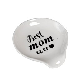 Mothers Day Spoon Rest for Coffee Bar Accessories, Small Mothers Day Spoon Holder for Coffee Station, Mini Coffee Spoon Rest, Ceramic Kitchen Decor, Engraved with Best Mom Ever