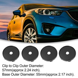 ACROPIX 4pcs Car Tire Wheel Center Hub Cap Cover 60mm Diameter 5 Clips Black