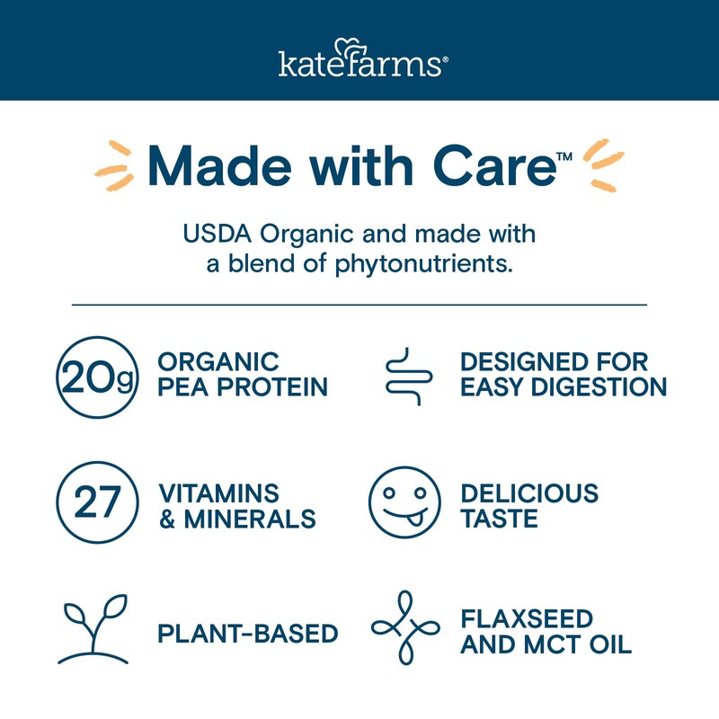 KATE FARMS Organic 1.4 High Calorie Nutrition Shake, Strawberry, 20g
