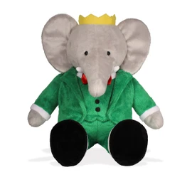 YOTTOY Babar Elephant Plush – Classic Seated Babar Stuffed Animal Toy Wearing Green Suit, Red Bowtie and Golden Crown, Soft 9.5" Babar Character Plush from the Beloved Children's Book, Gift for Kids