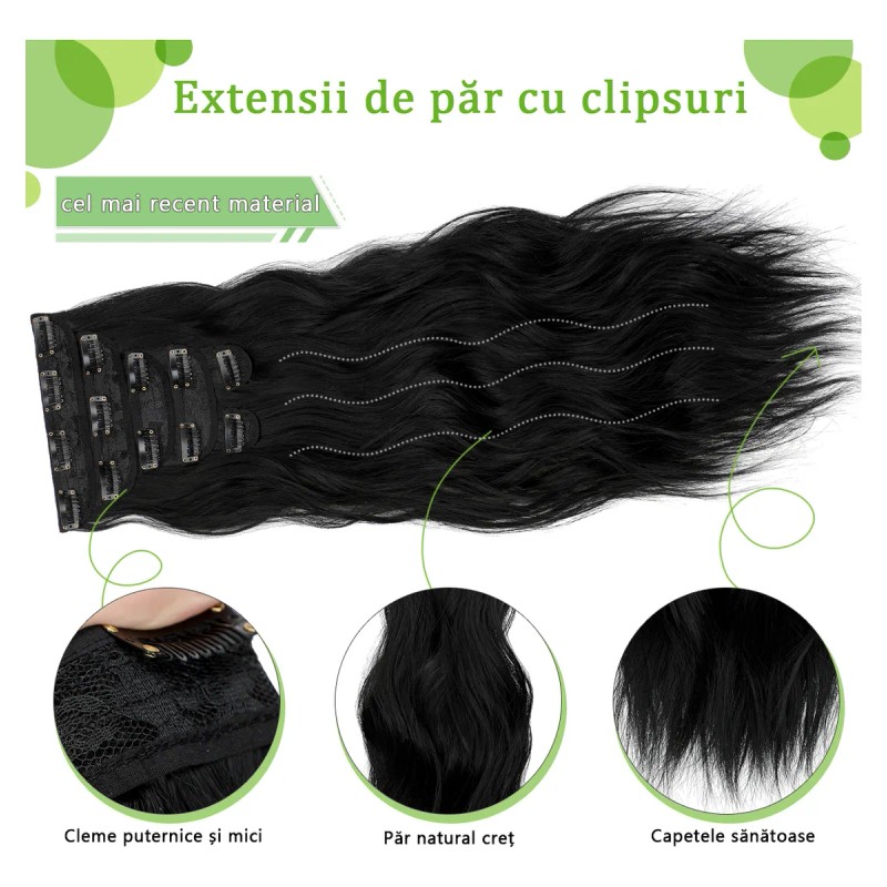 Extensiones Cabello Clip Cortinas Natural Ondulado 6 Pzs