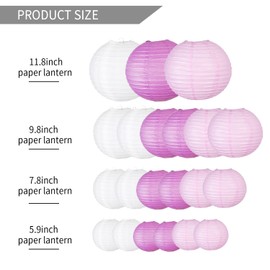 Himeland 21 Paper Lantern, Purple Lantern, Hanging Paper Lanterns, Party Decoration, for Garden Party Decoration, Bridal Shower, Baby Shower, Birthday, Wedding Accessories, Graduation Party