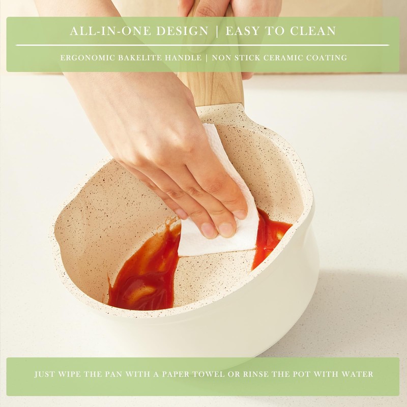 Vkoocy Non Stick Pots and Pans Set, Healthy Ceramic Cookware