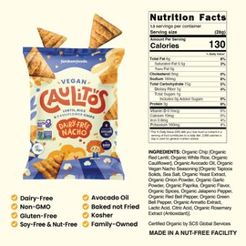 Caulitos – 15 Pack | Lentil, Rice & Cauliflower Chips | Organic, Gluten-Free, Non-GMO, Kosher, Nut-Free, Baked with Avocado Oil (22.5 oz, Nacho Cheese)