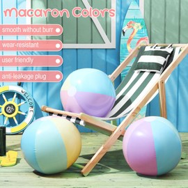 Sinmoe 12 Pcs Inflatable Beach Balls Bulk Pastel Color Jumbo Big Macaron Beach Balls Kids Summer Swimming Party Favor Water Games(18 Inch)
