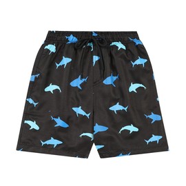 ThePyjamaFactory Boys Shark Swimming Trunks, Swim Shorts with All Over Shark Design (9-10 Years) Black