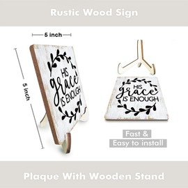 Inspirational Wood Sign Rustic Desk Decor Home House Office Work Table Desk Accessories Decorative Christian Gifts Religious Bible Verse Faith Decorations Office Supplies Room Cubicle Decor