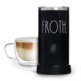 Rae Dunn Electric Milk Frother Steamer -Stylish Automatic Milk Steamer and Frother, Milk Warmer, Hot and Cold Foam Maker for Coffee, Latte, Cappuccino, Macchiato - 550 Watt (Black)