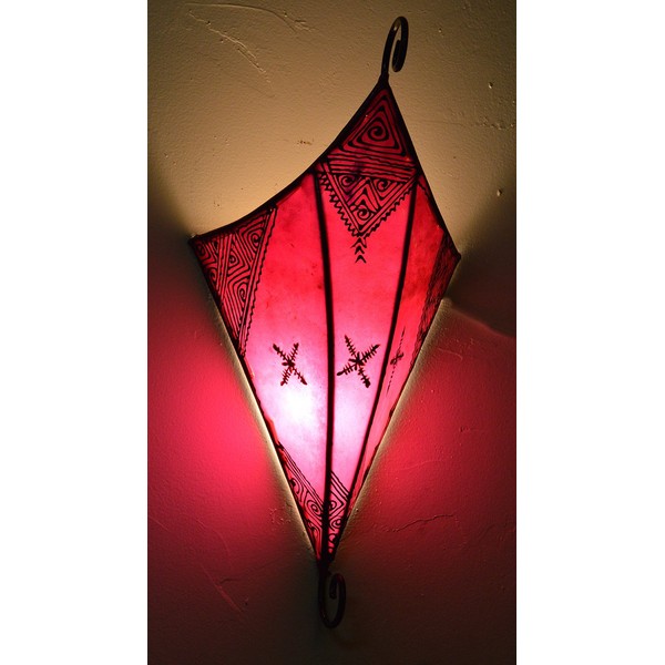 Henna Lamps & Sconces Moroccan Handmade Goat Leather Sconce Henna Tattoo Shade