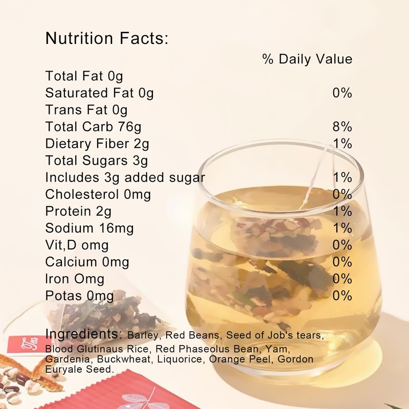 Red Bean Coix Seed Tea Bags, Clearing Dampness Tea (30