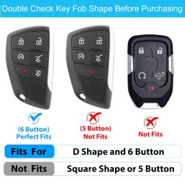 OLLEN Genuine Leather Key Fob Cover 2021-2025, Fit for GMC Yukon Denali Sierra Chevy Silverado Suburban Tahoe Buick etc, Leather Smart Remote Key Protector, 6 Buttons, Blue