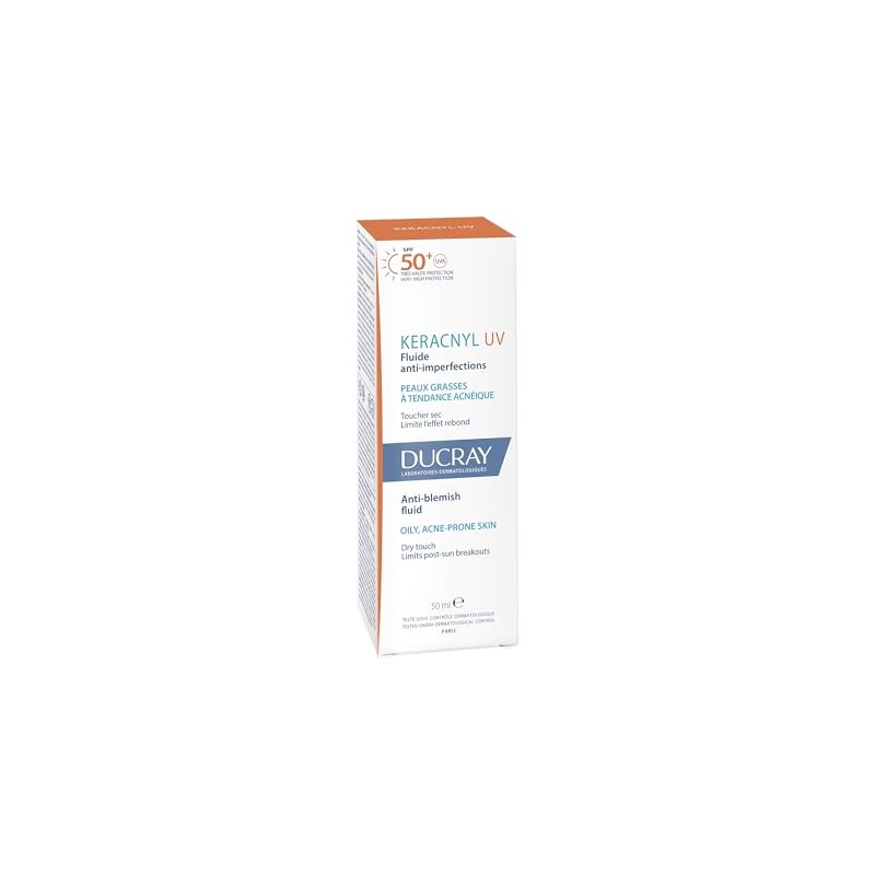 DUCRAY, Keracnyl UV Protector Solar Fluido, FPS 50+, Anti-imperfecciones, Control