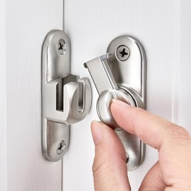 INIRET 2 Packs Silvery Barn Door Latches,90/180 Degree Gate Lock,Flip Gate Latches Hardware,Zinc Alloy Right Angle Door Lock Latch,Door Security Sliding Door Latch Lock for Cabinets,Bathroom
