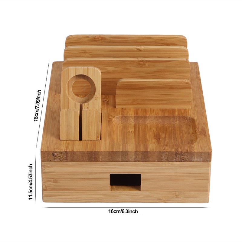 Bamboo Multiple Layer Digital Electronic Bracket Mobile Phone Charging Storage