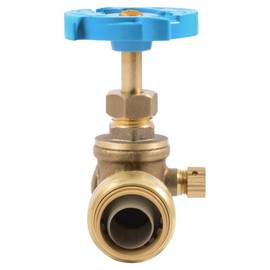 SharkBite 24635LFA Stop Drain x 3/4 inch, Water Valve Shut Off, Push-to-Connect, PEX, Copper, CPVC, PE-RT, 3/4 Inch x 3/4 inch, Brass/Blue