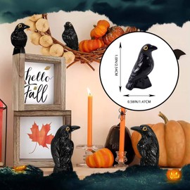 50Pcs Mini Resin Crows Black Raven Small Resin Animals for Halloween Decor