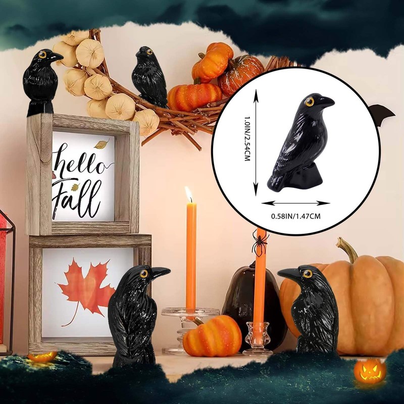 50Pcs Mini Resin Crows Black Raven Small Resin Animals for