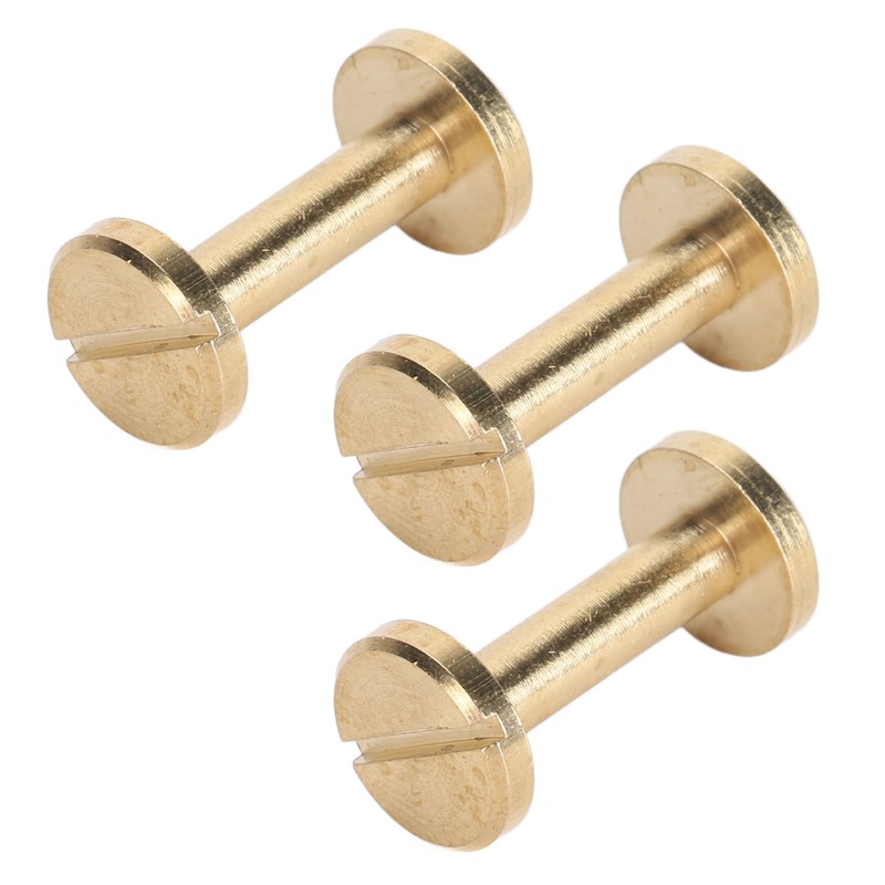 50 Set Binding Rivet Round Flat Head Brass Slot Screw