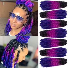 Xtrend 12 Inch 7 Packs Spring Twist Hair For Butterfly Faux Locks Crochet Braiding Hair Synthetic Fluffy Hair Extension For Black Women (49#)
