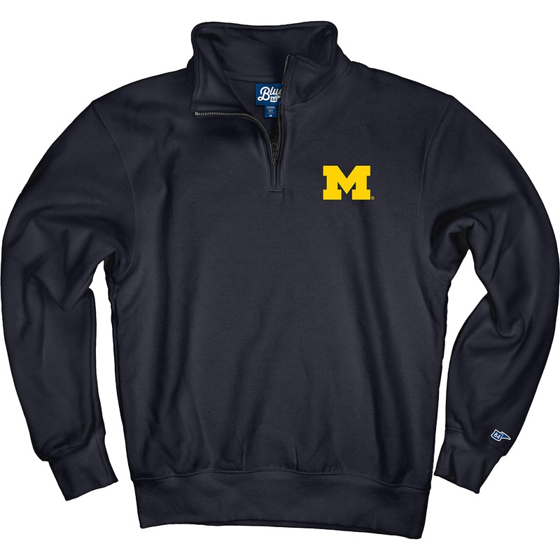 Blue 84 Men's Michigan Wolverines Quarter Zip Sweatshirt Icon Team