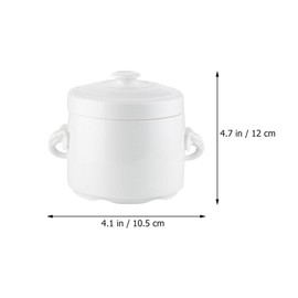 Hemoton 275ml White Ceramic Stew Pot with Lid Steam Soup Bowl with Handles Steaming Cup Soup Noodle Bowl Stockpot Cookware for Egg Custard Medicinal and Birds Nest