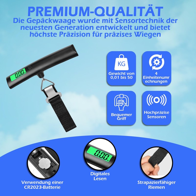 Digital Luggage Scales with Hooks - Suitcase Scales & Fish