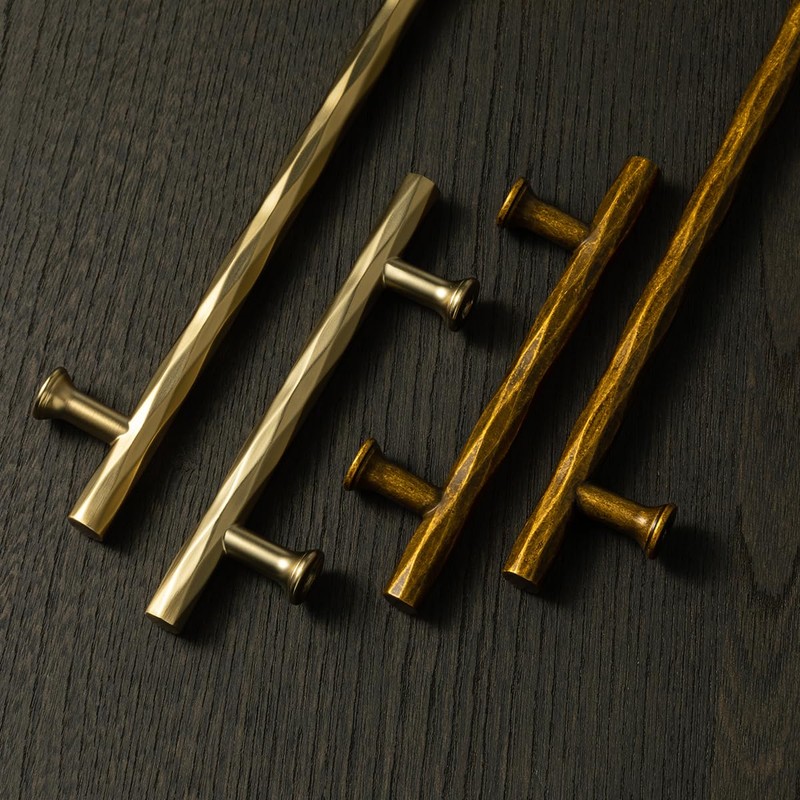 Goo-Ki Rhombus Cabinet Handles Antique Brass Drawer Pulls 3" c-c