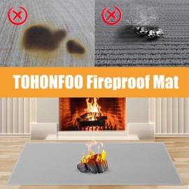 Hearth Rugs for Fireplaces Fire Resistant, 59 x 32 x 0.04 inch Fireproof Fireplace Mat Hearth Rug, Hearth Pads for Wood Stove Fireplace Indoor Outdoor, Protect Floors Carpets from Sparks Embers-Grey