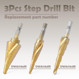 VAINELY 3Pcs DWA1786IR DWA1784IR DWA1783IR Metal Step Drill Bit Set Compatible with DEWALT Impact Ready Specifications Dimensions 3/16-Inch-7/8-Inch 3/16-Inch-1/2-Inch 1/8-Inch-1/2-Inch