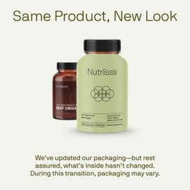 Nutriissa Full-Spectrum Beef Organ Capsules 5400 mg – Grass-Fed Liver, Heart, Kidney, Spleen & Pancreas – EPEB Certified for Purity & Potency – 240 Capsules