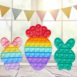 3Pack Easter Bunny Carrot Pop Bubble Fidget Sensory Toys,Puzzle Popper Toy Pack,Great Gifts for Kids Boys and Girls Birthday Party Stocking Easter Basket Stuffers