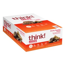 think! MINIS Protein Snack Bars, Gluten Free, Chunky Chocolate Peanut, 15 Count
