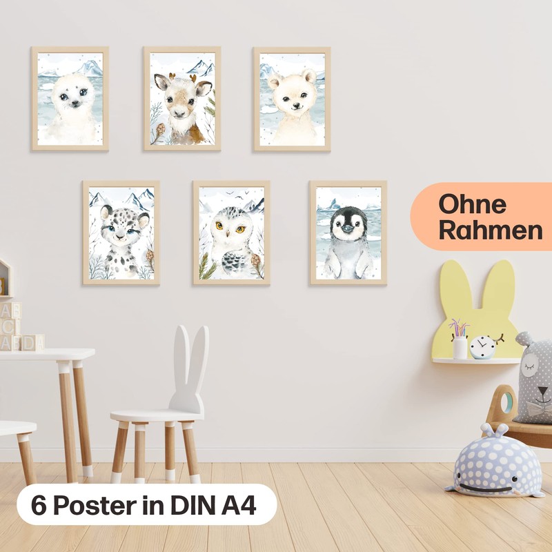 CreativeRobin Arctic Animal Poster Set as Cute Nursery Decoration