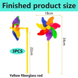 QZKJQDD 3 Pcs Rainbow Pinwheels, Windmills for Garden, Windmills for Children, for the Yard Garden Lawn Patio Outdoor Decor Party Decorations, Colorful (ø 18cm)